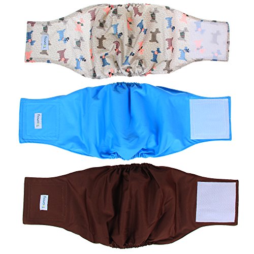 Teamoy Reusable Wrap Diapers for Male Dogs Washable Puppy attribute pa color=light blue dogs coffee